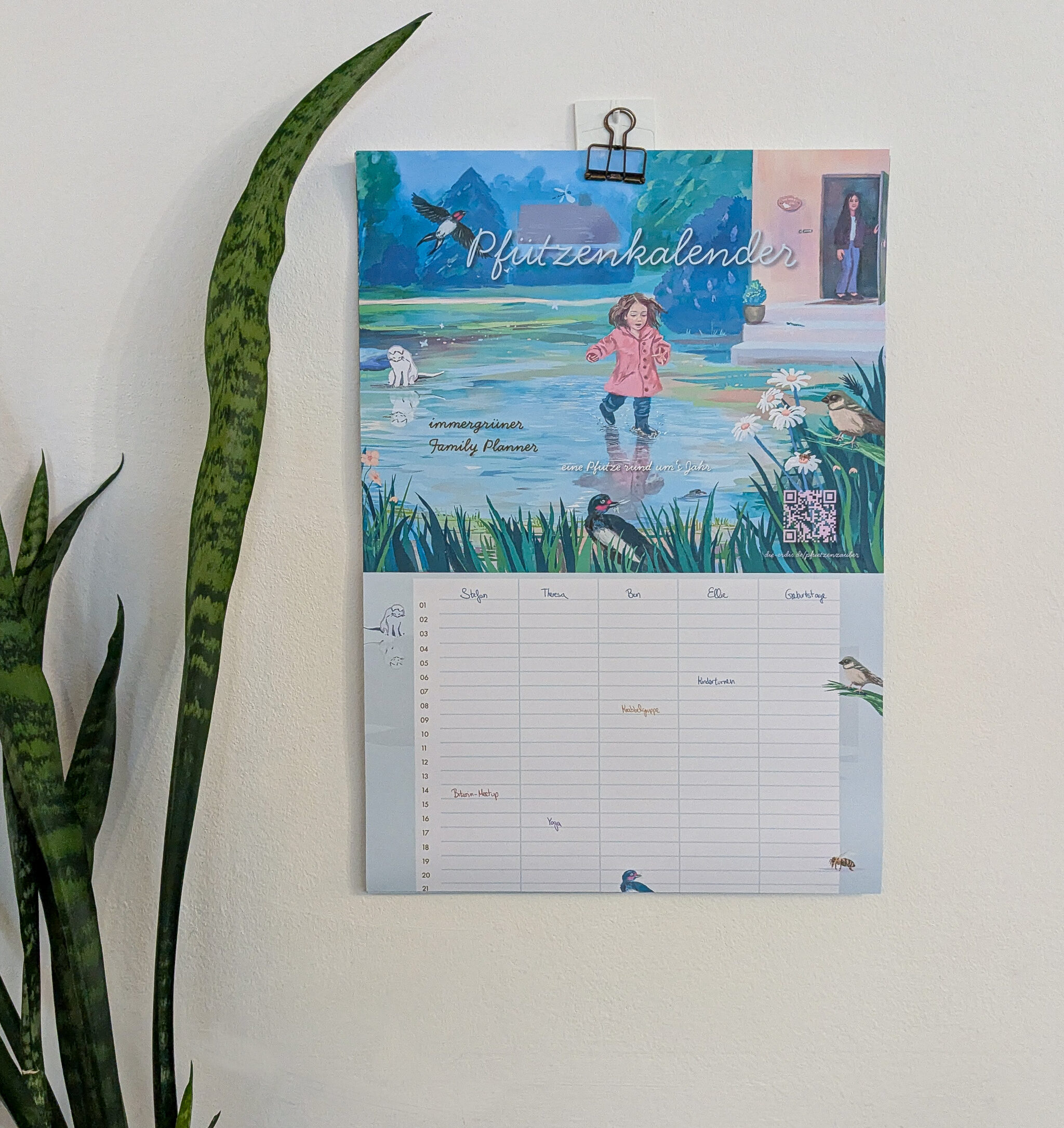 Pfuetzenkalender, Familienkalender, zeitlos